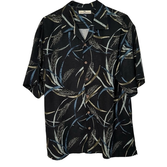 Tommy Bahama Other - Tommy Bahama Silk Shirt Short Sleeve Novelty Tropical Leaf Black Size L